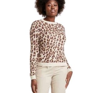 A New Day Cheetah Print Crew Neck Pullover Knit Sweater